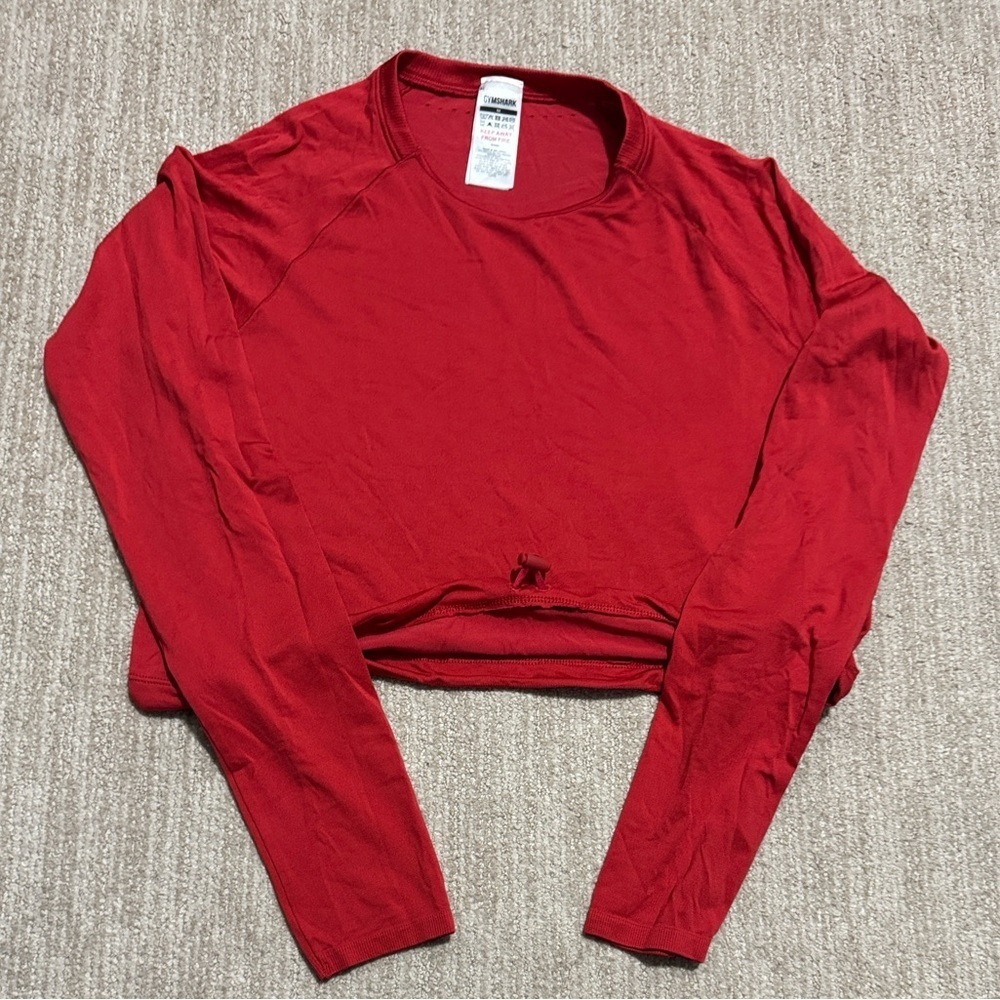Gymshark Women’s Medium Red Sweat Talks Activewear Top Long Sleeve Shirt - Picture 6 of 11